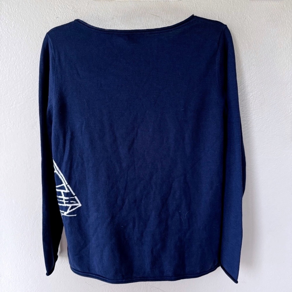 Vineyard Vines Sweater Womens Small Navy Sailboat Intarsia Knit Coastal Preppy - Picture 5 of 5